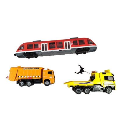 Dickie Toys Bundle City Set von 3 Zug, Müllwagen & Abschleppwagen