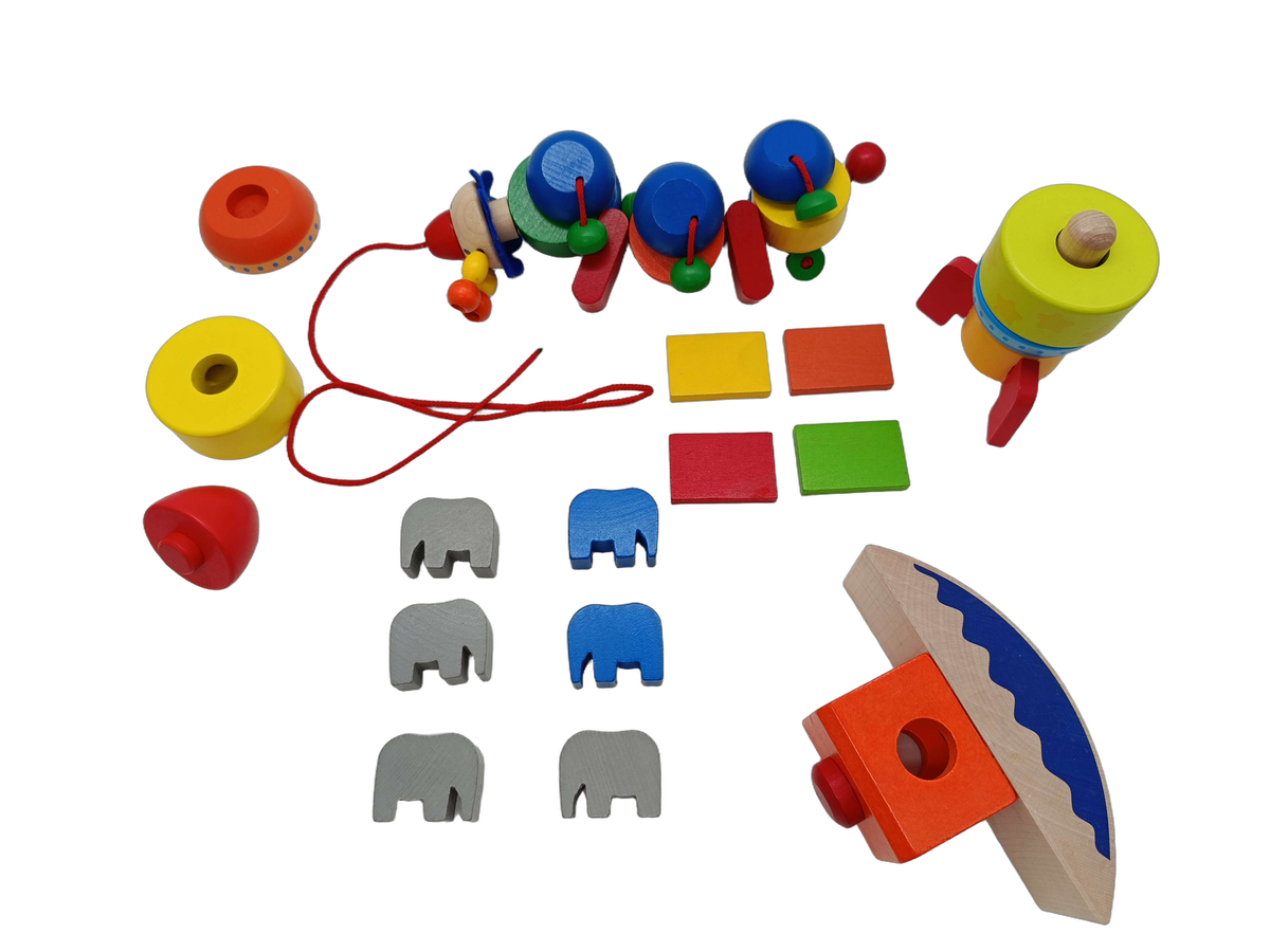 Bundle Holzspielzeug großes Set Motorik, Stapeln & Nachziehen