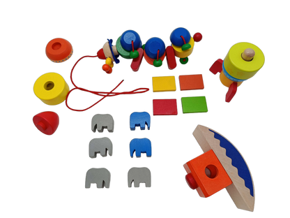 Bundle Holzspielzeug großes Set Motorik, Stapeln & Nachziehen