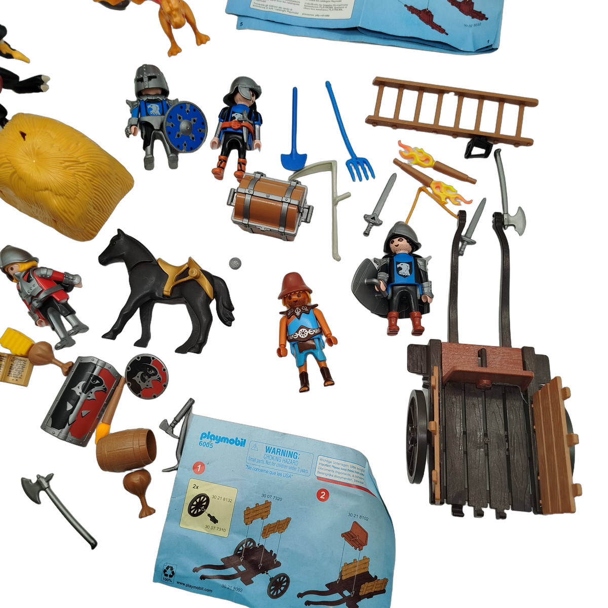 Playmobil Bundle Ritter 6628 6005 Set von 2 Figuren & Wagen