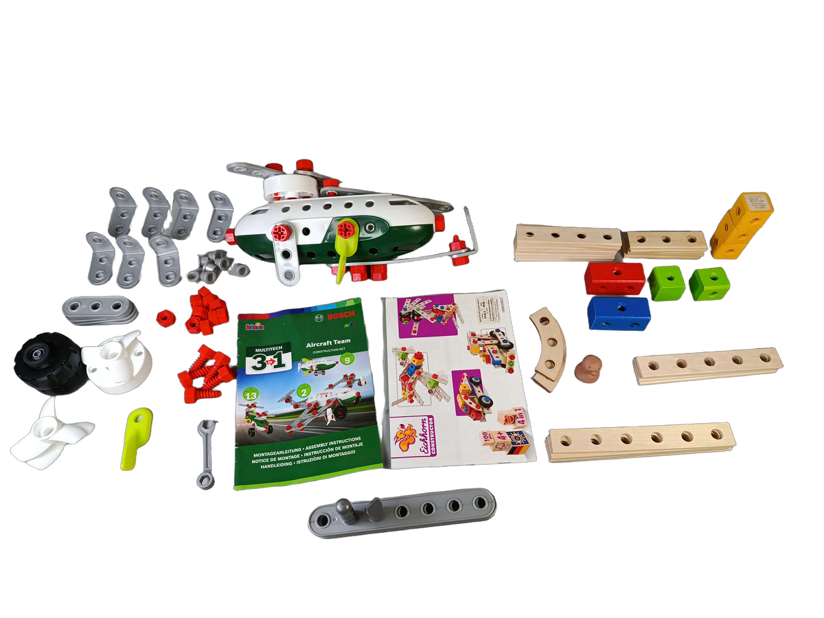 Bundle Set von 2 Bausatz Flugzeug 8790 & Holzbaukasten Radlader