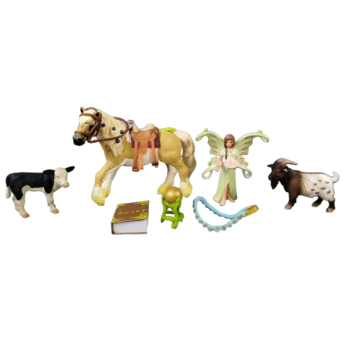 Schleich Tiere Bundle Bauernhof & Bayala 4 Teile Pferd & Fee Figuren