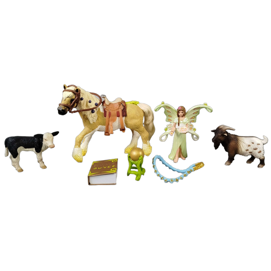 Schleich Tiere Bundle Bauernhof & Bayala 4 Teile Pferd & Fee Figuren