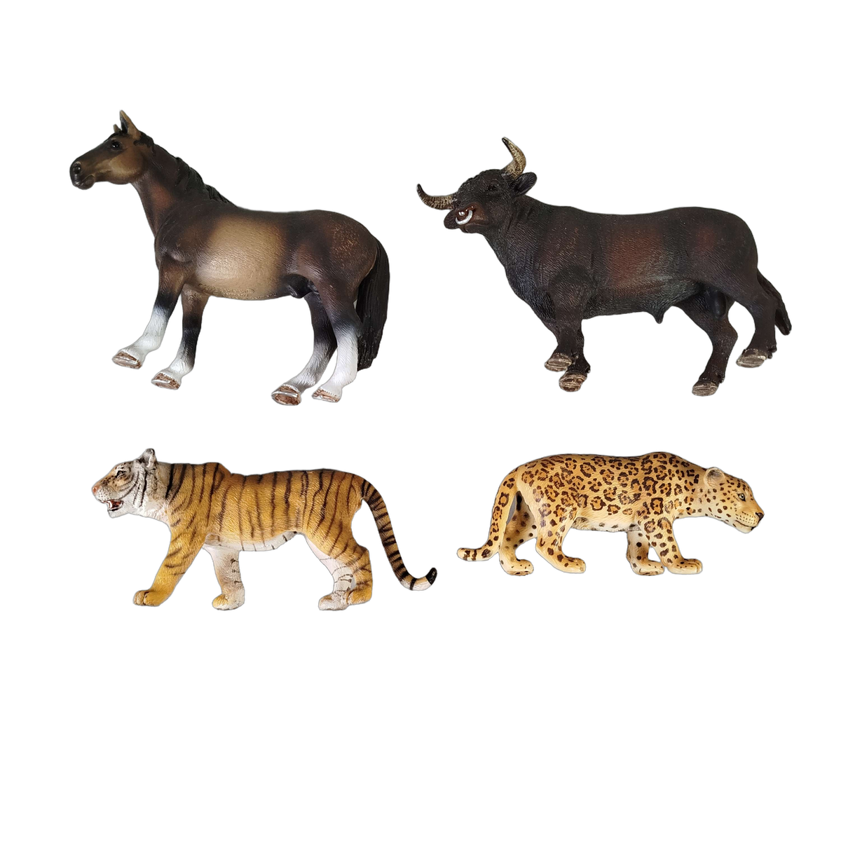 Schleich Tiere Bundle 4 Teile Leopard, Pferd, Tiger & Büffel