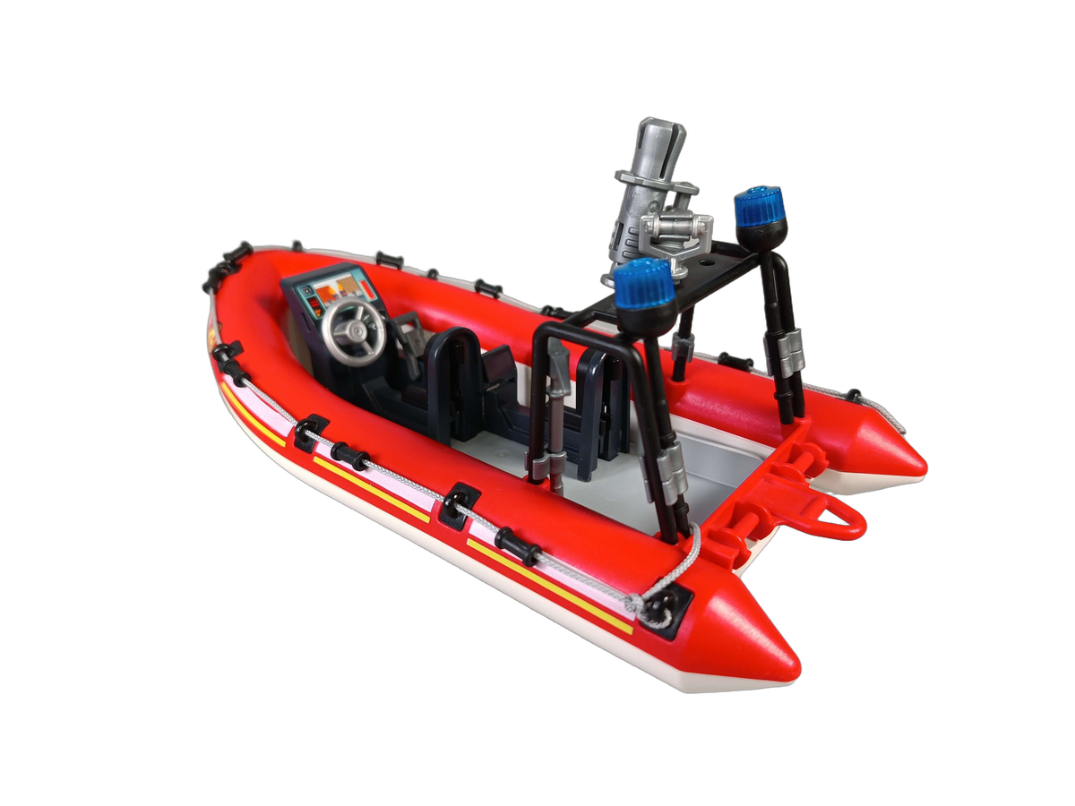 Playmobil Feuerwehr-Hubschrauber mit Schlauchboot & Zubehör Spielset