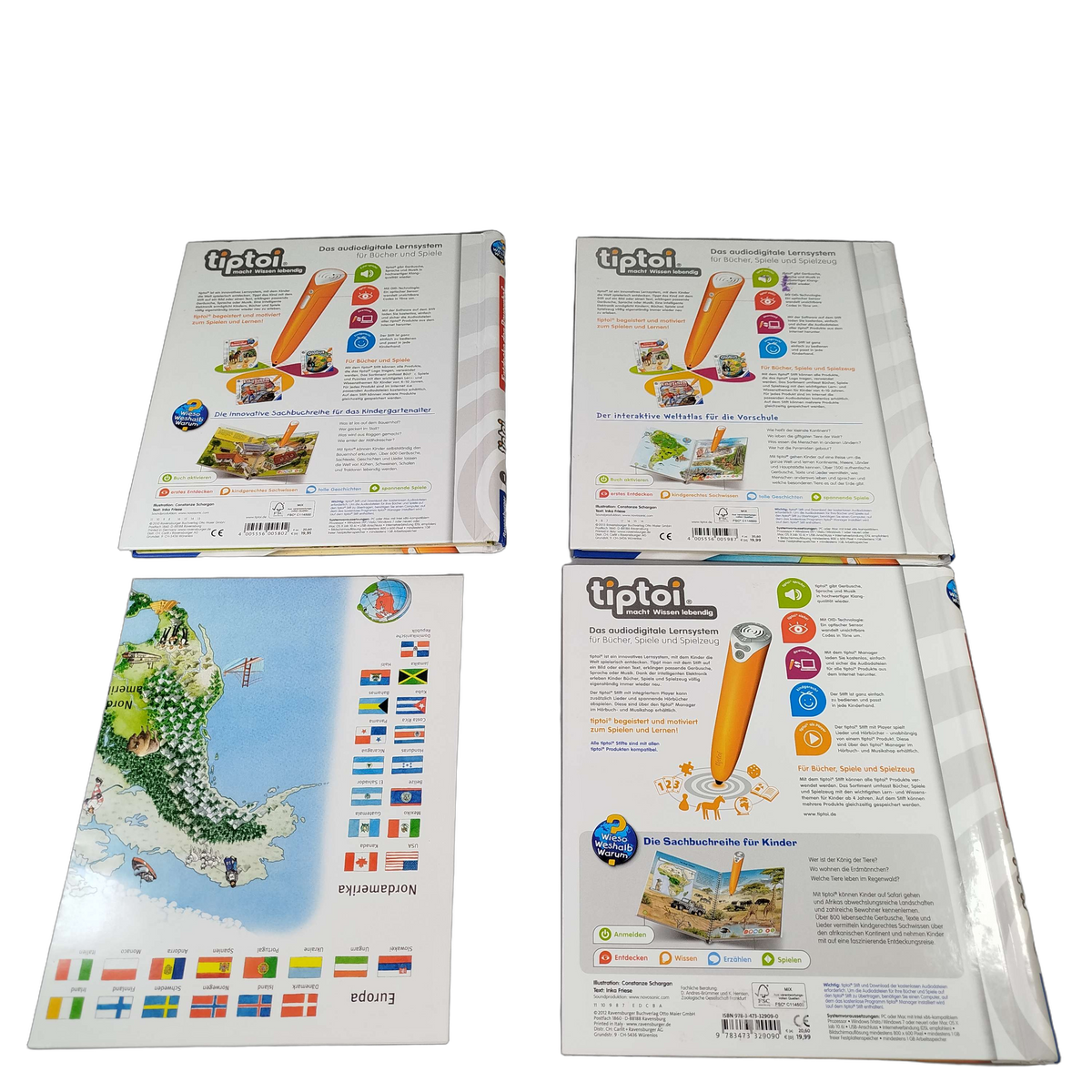 Ravensburger Bundle tiptoi Set von 4 Lernbücher & Weltkarte