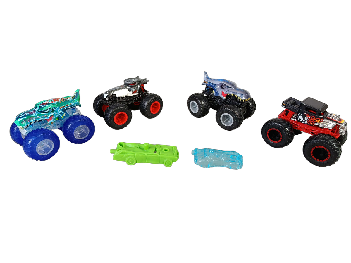 Hot Wheels Bundle Monster Trucks Mega Wrex & Mega Shark Set von 4