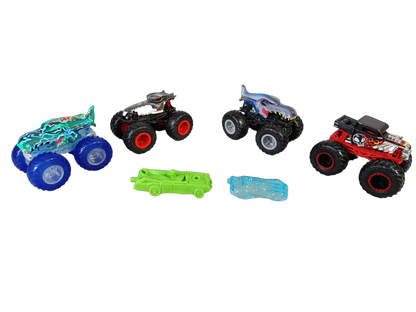 Hot Wheels Bundle Monster Trucks Mega Wrex & Mega Shark Set von 4