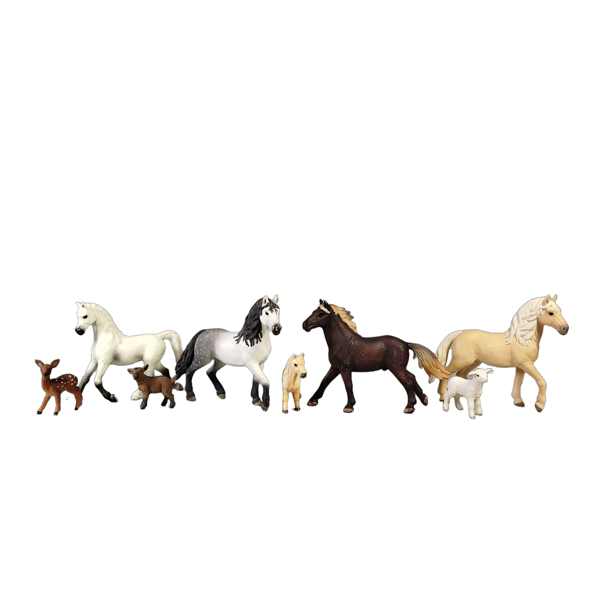 Schleich Tiere Bundle 4 Teile Tierfiguren: Pferd, Rehkitz, Lamm
