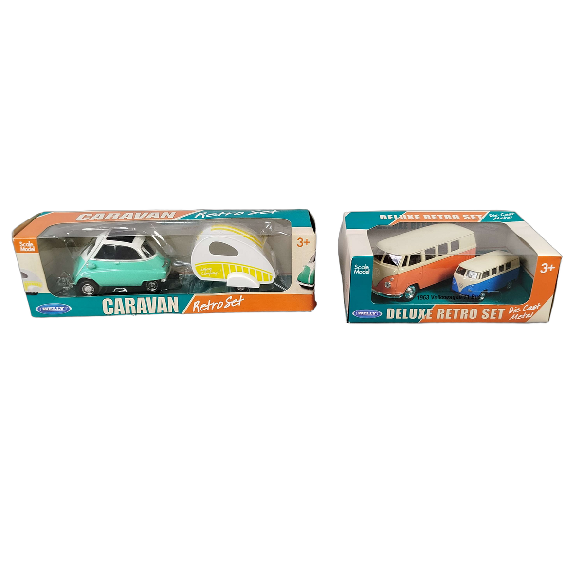 Welly Bundle Retro VW T1 & BMW Isetta Set von 2 Modellautos, Neuwertig