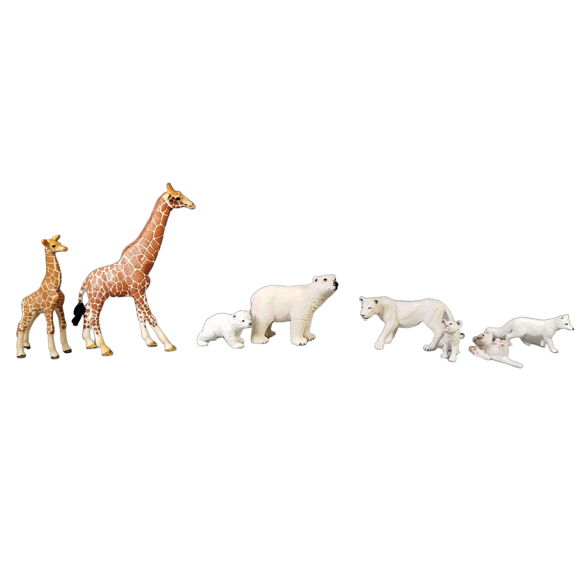 Schleich Tiere Bundle Wildtiere Tierfiguren Giraffen, Eisbären & Löwen