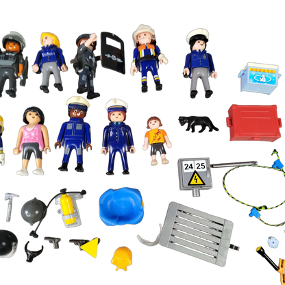 Playmobil Bundle Polizei & Feuerwehr Set von 10 Figuren & Zubehör