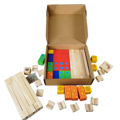 Montessori Lernwelten Kugelbahn Baukasten, mit Murmeln & Trichter