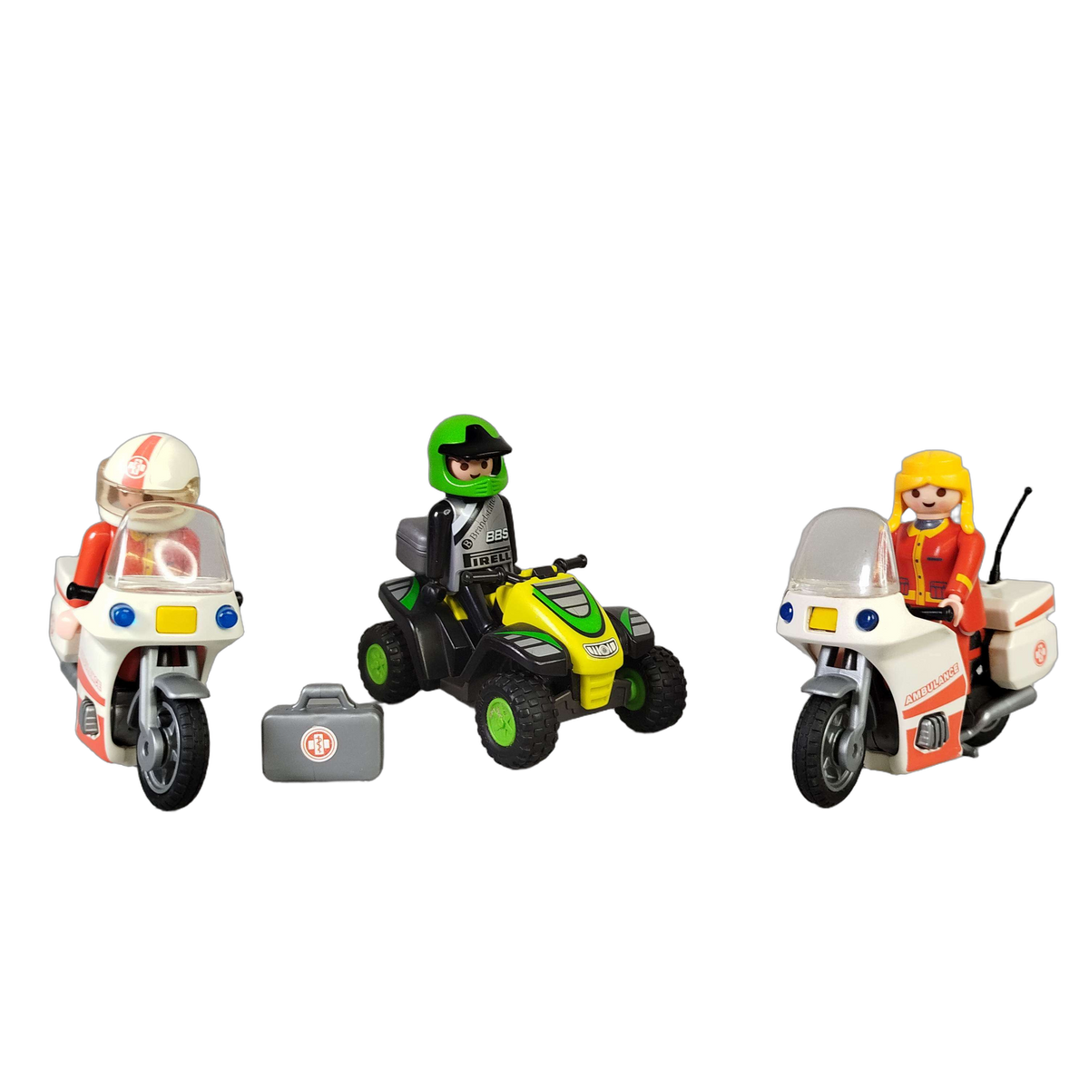 Playmobil Bundle Rettung Set von 3 Motorrad Ambulanz & Quad Figuren
