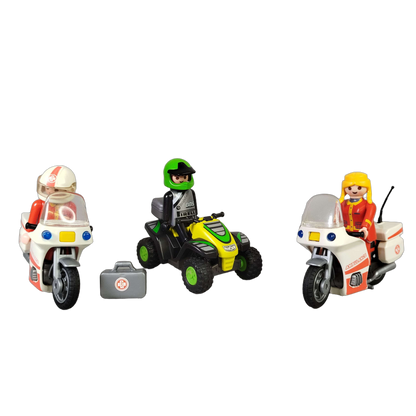 Playmobil Bundle Rettung Set von 3 Motorrad Ambulanz & Quad Figuren