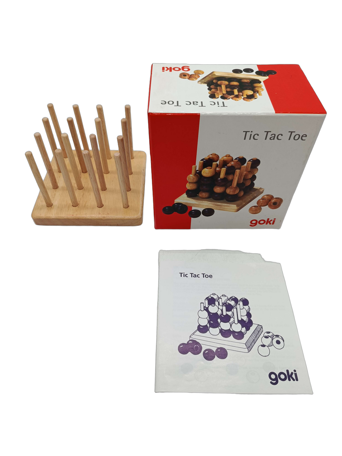 Goki 3D Tic Tac Toe Holz Brettspiel Denkspiel