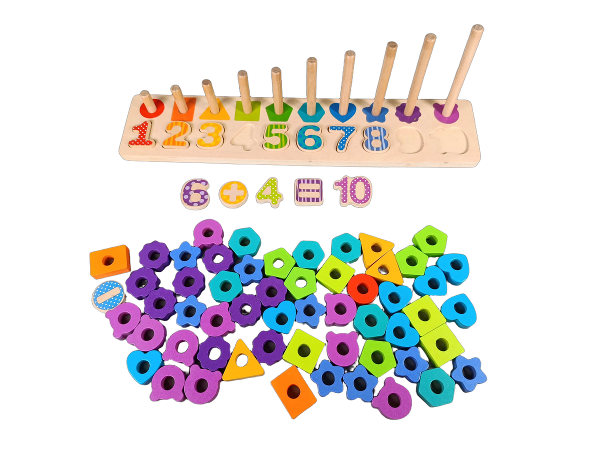 Felly Montessori Zahlen & Formen Lernbrett aus Holz