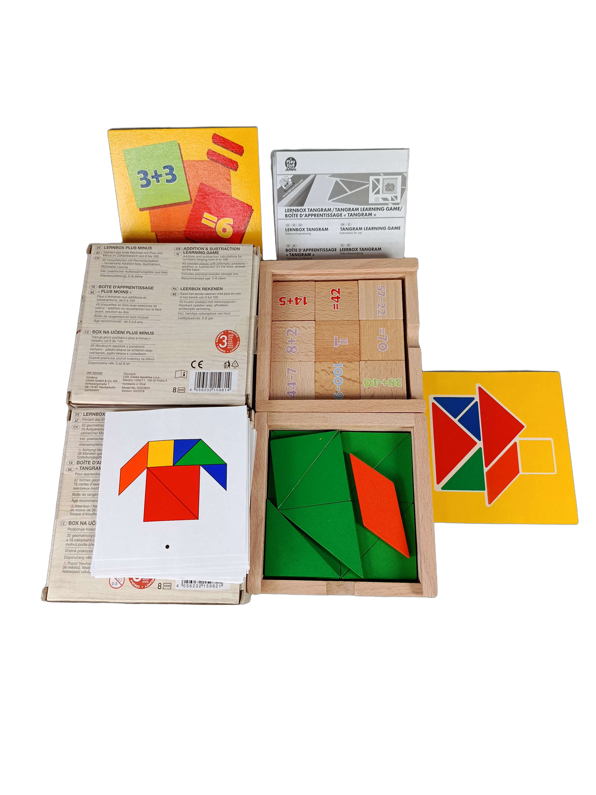 Playtive Bundle Mathe Tangram Plus Minus Set von 3 Lernspiele