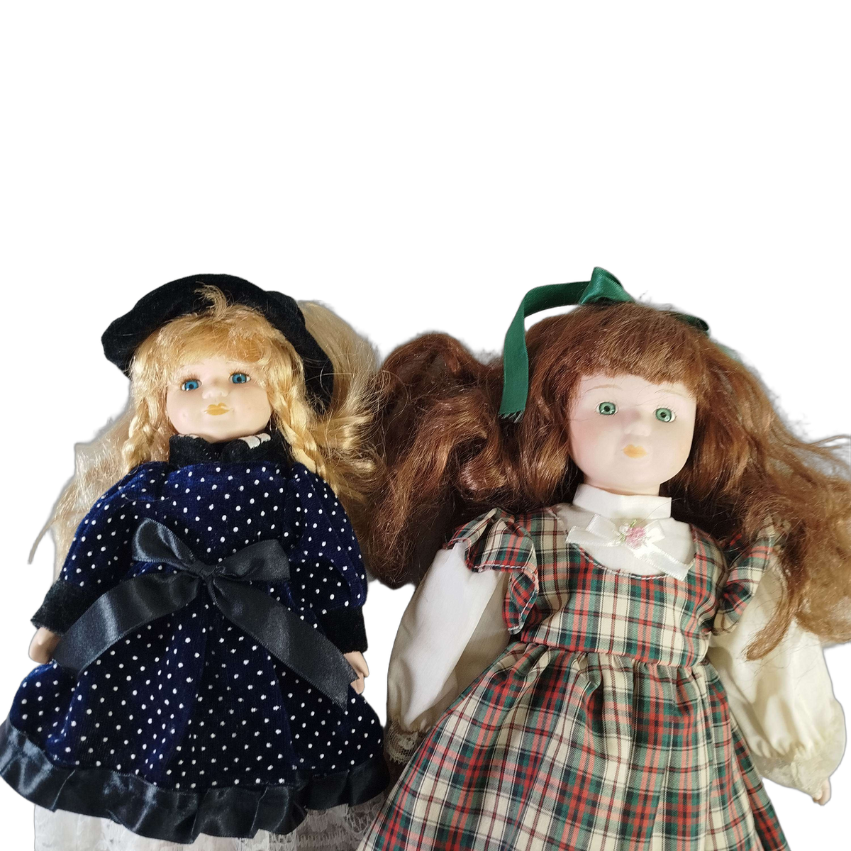 Bundle Vintage Set von 2 Porzellanpuppen 30-40 cm