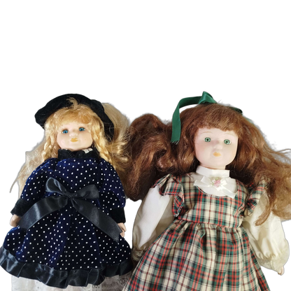 Bundle Vintage Set von 2 Porzellanpuppen 30-40 cm