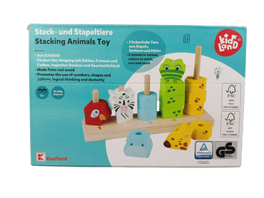 Bundle Holzspielzeug Set von 16 Steck- & Stapeltiere & Holz-Ente