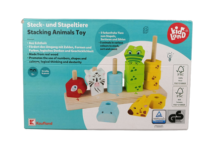Bundle Holzspielzeug Set von 16 Steck- & Stapeltiere & Holz-Ente