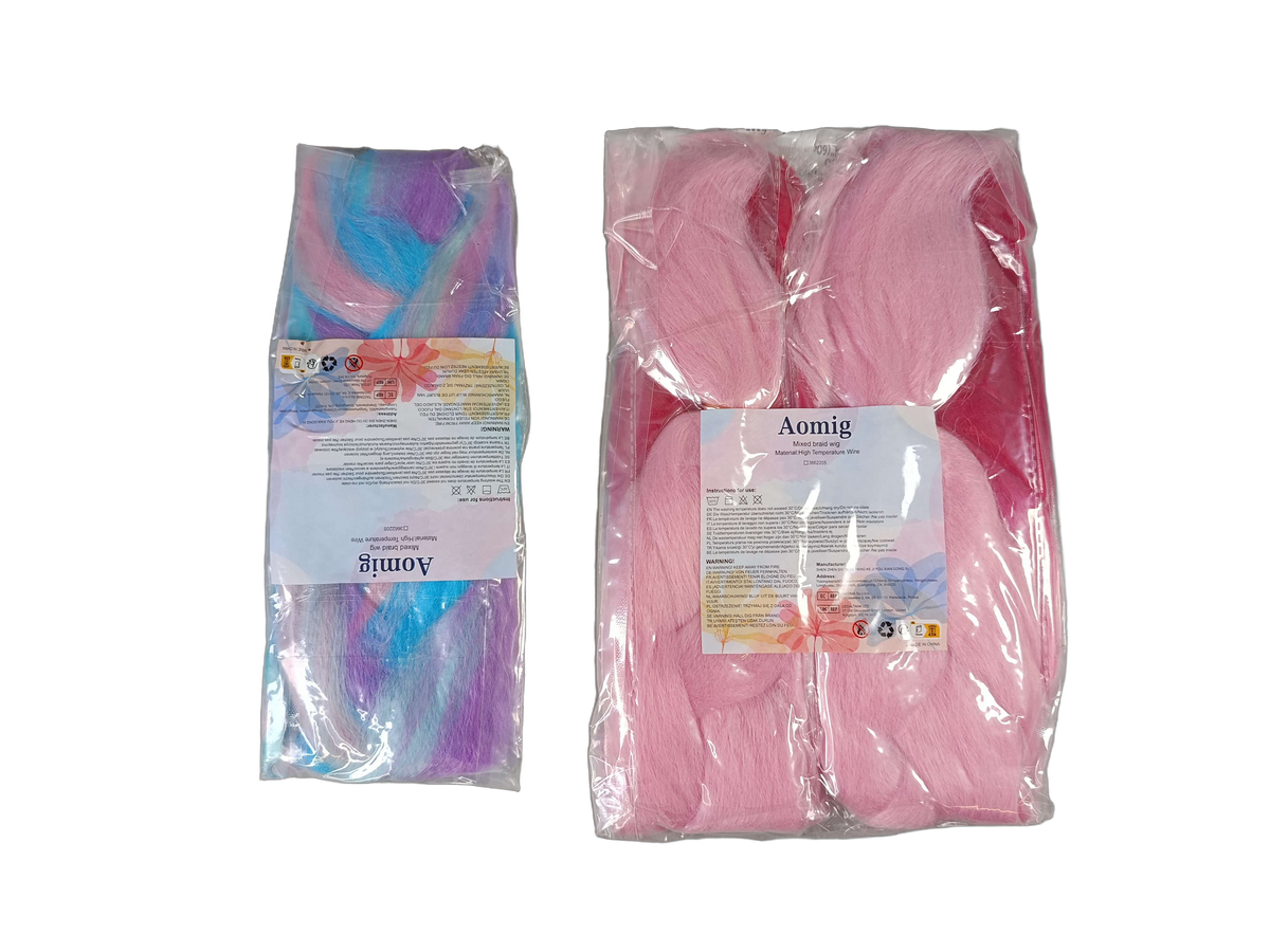 Aomig Bundle Fasching Jumbo Braid Set von 2 Kunsthaar & Zöpfe, Neu