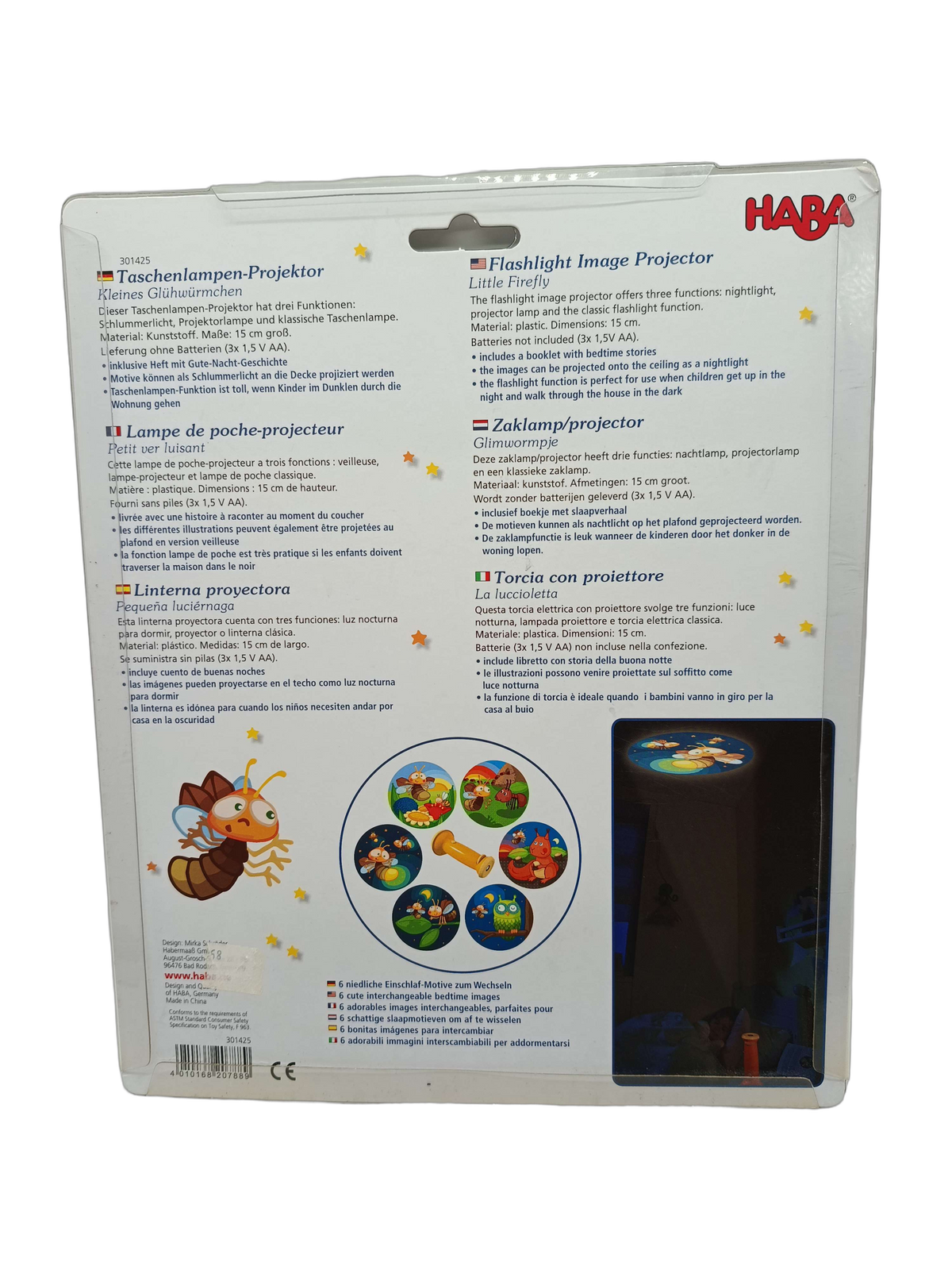 HABA Kleines Glühwürmchen 301425 Taschenlampen-Projektor, Neu