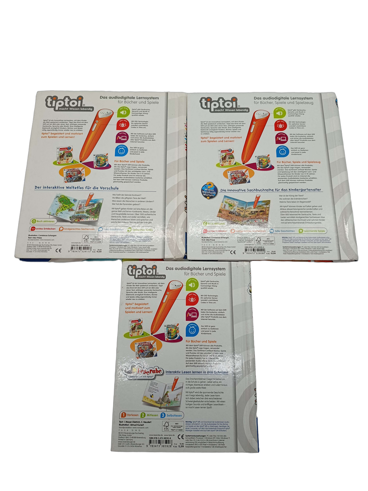 Ravensburger Bundle tiptoi 3x Lernbücher Weltatlas Leserabe