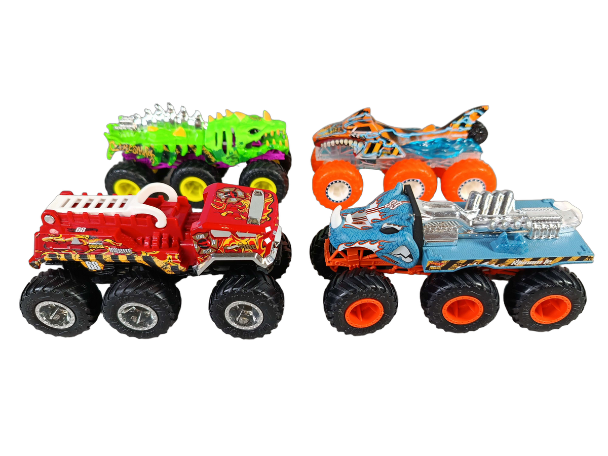 Mattel Bundle Hot Wheels Crankosaurus Set von 4 Monstertrucks