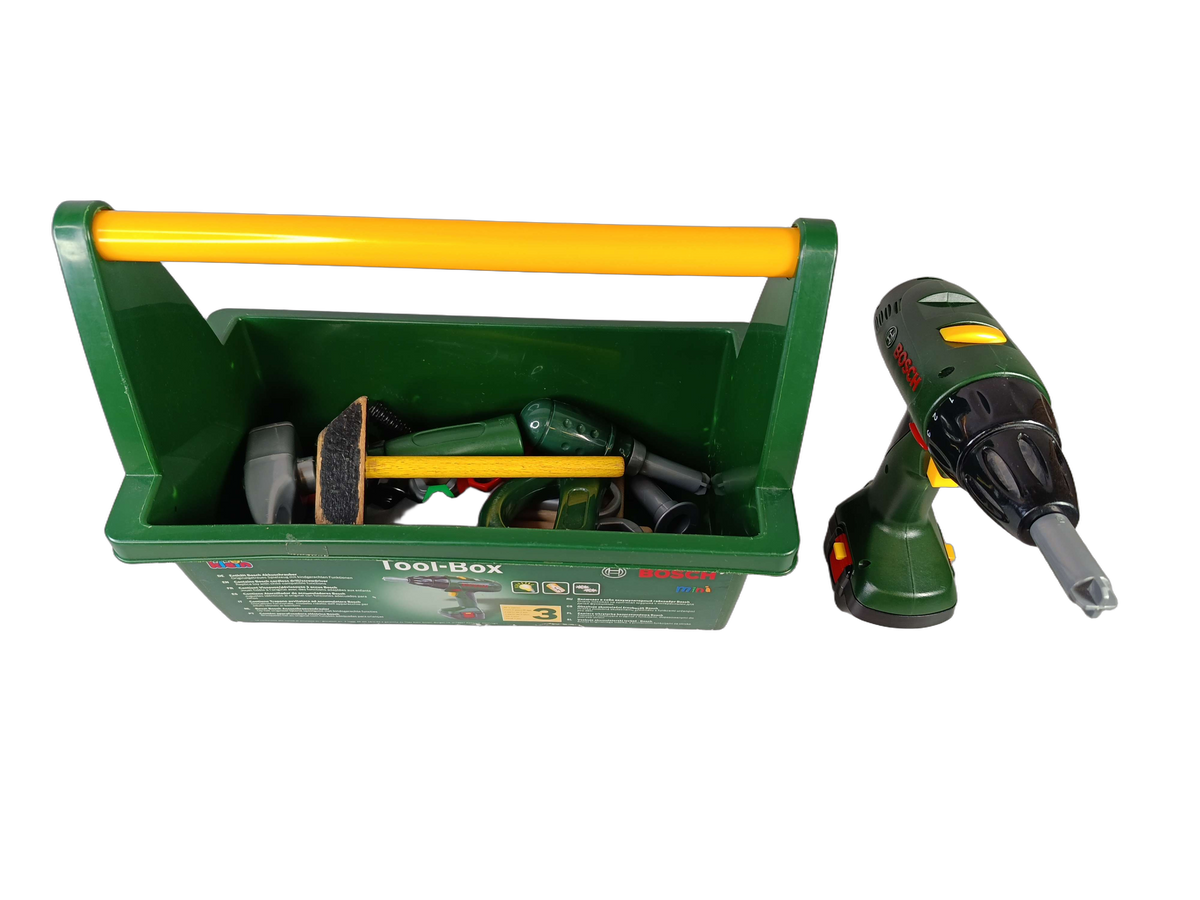 Theo Klein Tool Box I Werkzeugkiste mit Bohrmaschine & Zubehör