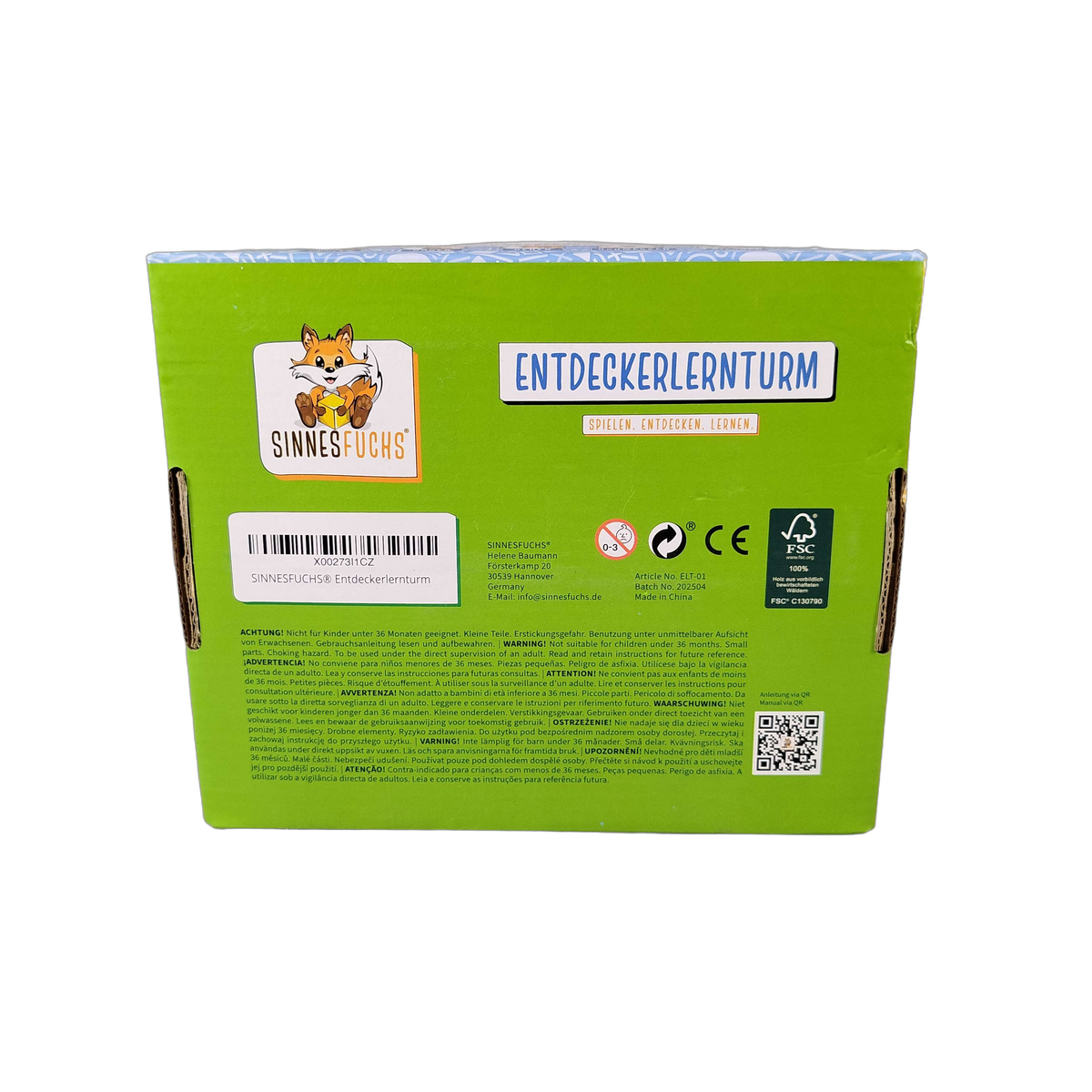 Sinnesfuchs Entdecker Lernturm ELT-01 Holzbausteine Lernspiel