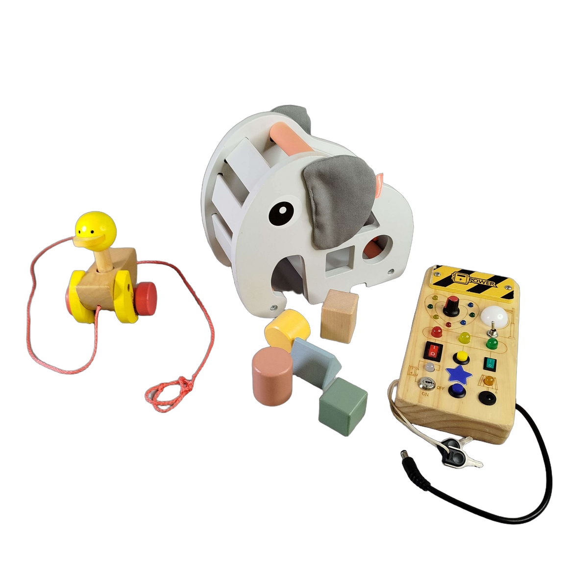 Done by Deer Bundle Motorik Set von 3 Formenbox & Nachzieh-Ente