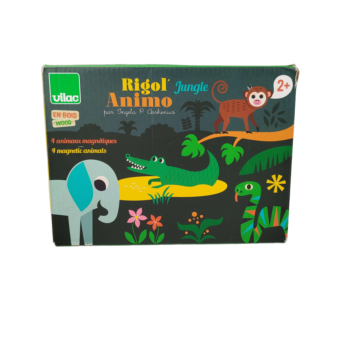 Vilac Rigol'animo Dschungel Magnetische Holzbauklötze Tiere