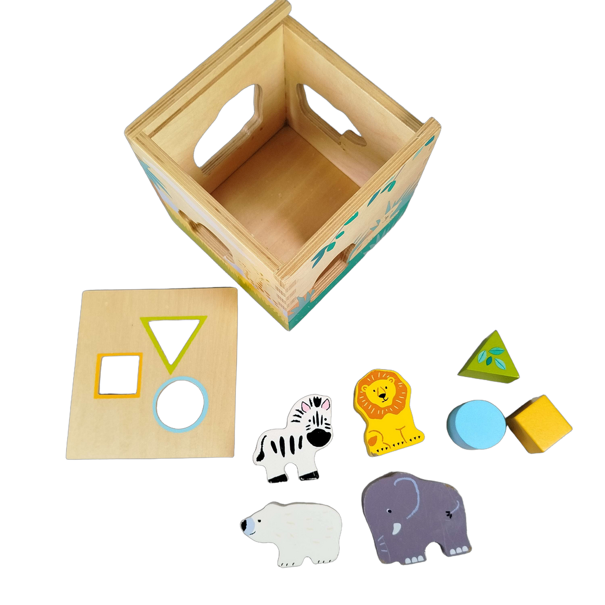 Bundle Holz Motorik Set Steckpuzzle, Formenwürfel & Nachziehtier