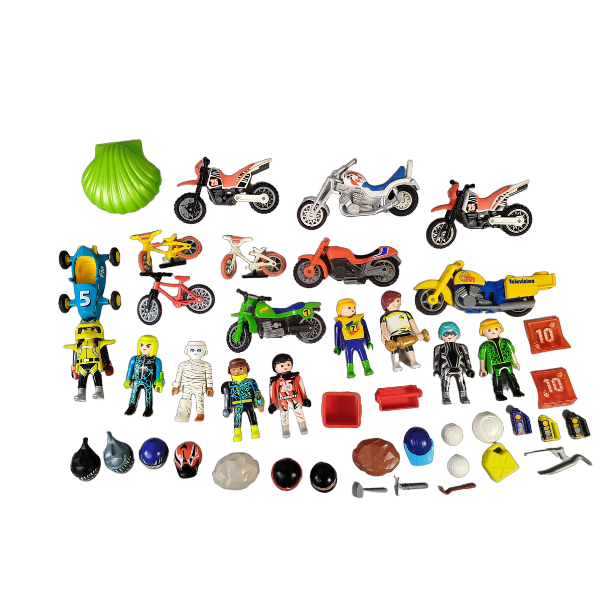 Playmobil Bundle Rennwagen & Motorrad, großes Set Fahrzeuge & Figuren
