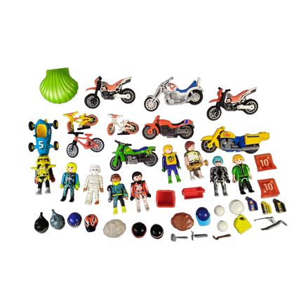 Playmobil Bundle Rennwagen & Motorrad, großes Set Fahrzeuge & Figuren