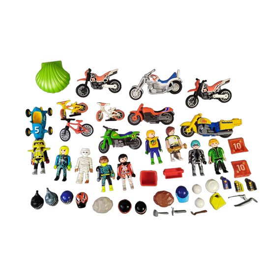 Playmobil Bundle Rennwagen & Motorrad, großes Set Fahrzeuge & Figuren