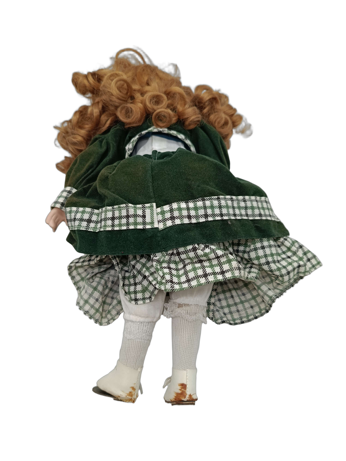 Vintage Porzellanpuppe mit roten Locken, Sammlerstück Deko