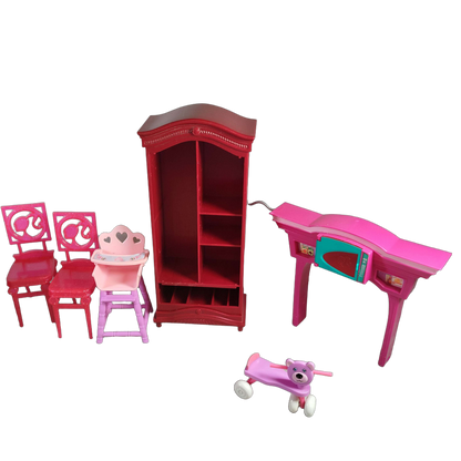 Bundle Puppenhaus Puppenmöbel Set von 7 Küche, Schrank, Waschtisch