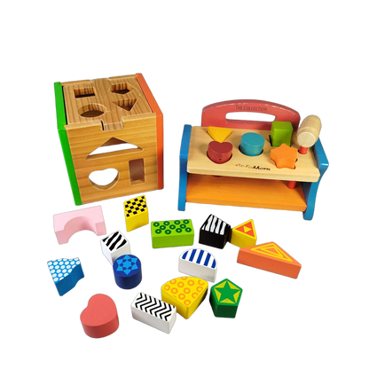 Eichhorn Bundle Montessori Set von 2 Werkbank & Steckwürfel