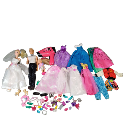 Bundle Hochzeitspaar großes Set Puppen & Zubehör Kleidung & Föhn