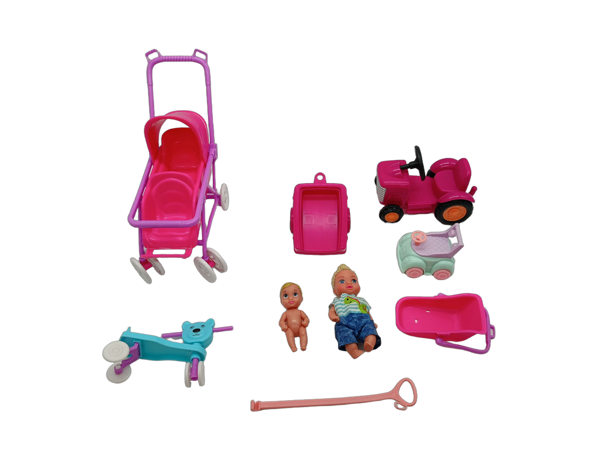 Simba Toys Bundle Puppen großes Set Kinderwagen, Traktor & Zubehör