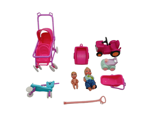 Simba Toys Bundle Puppen großes Set Kinderwagen, Traktor & Zubehör