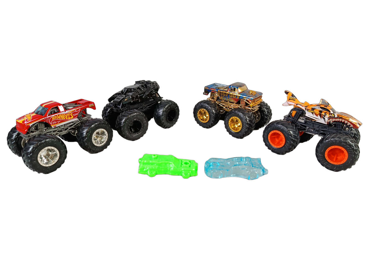 Mattel Bundle Hot Wheels Tiger Shark Set von 6 Monstertrucks & Rampen