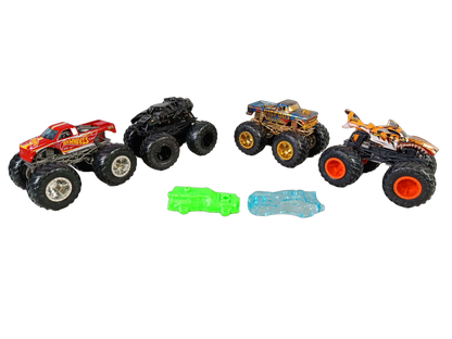 Mattel Bundle Hot Wheels Tiger Shark Set von 6 Monstertrucks & Rampen