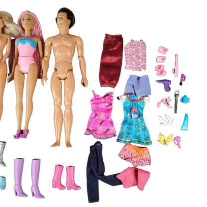 Mattel Bundle Barbie & Ken Set von 5 Puppen mit Kleidung & Zubehör