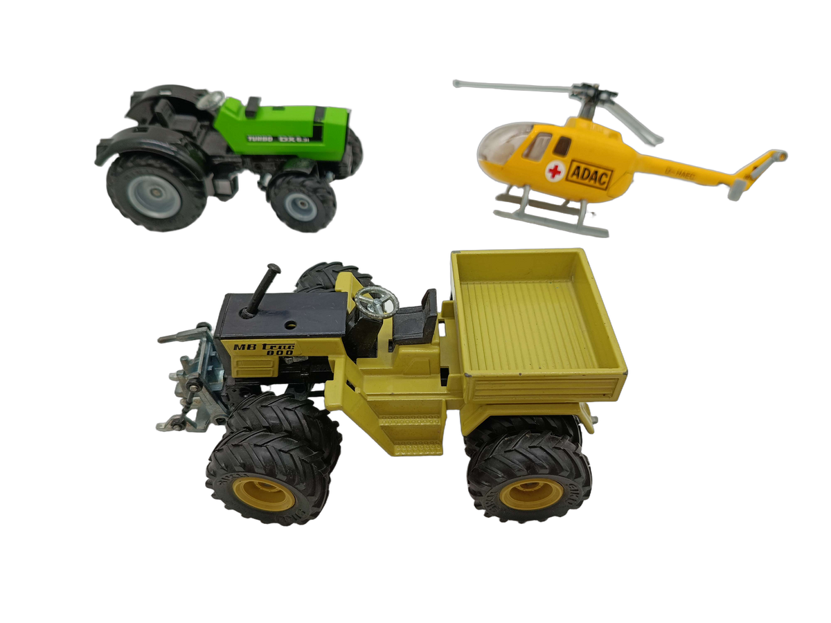 Siku Bundle Set von 3 Hubschrauber, Kipp-LKW, Traktor Modellfahrzeuge