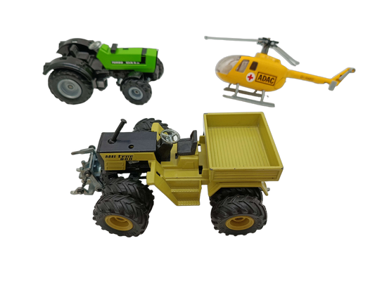 Siku Bundle Set von 3 Hubschrauber, Kipp-LKW, Traktor Modellfahrzeuge