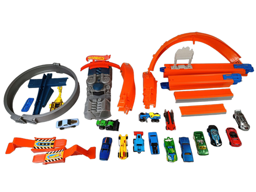 Hot Wheels Bundle Crash Canyon großes Set Rennbahn & 16 Autos